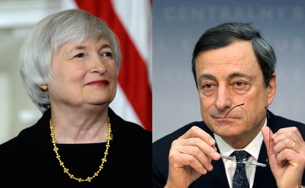 Draghi parla e l’euro scende. Secondo me si profila una continuazione del QE in Europa e un rialzo dei tassi da parte della Fed quest’inverno, quindi la marcia verso una parità tra euro e dollaro